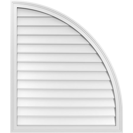 Quarter Round Top Right Surface Mount PVC Gable Vent W/ 2W X 2P Brickmould Sill Frame, 34W X 40H